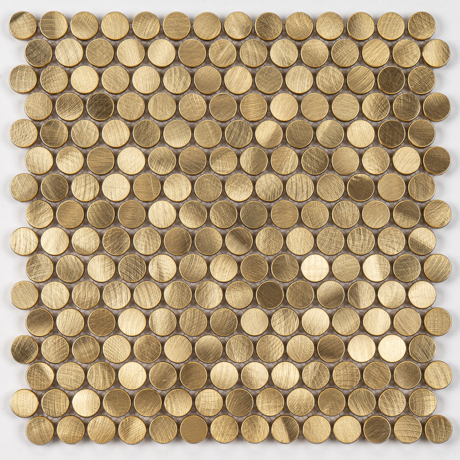 Ronde Mozaïek Tegels Koper Maleen Geborsteld 