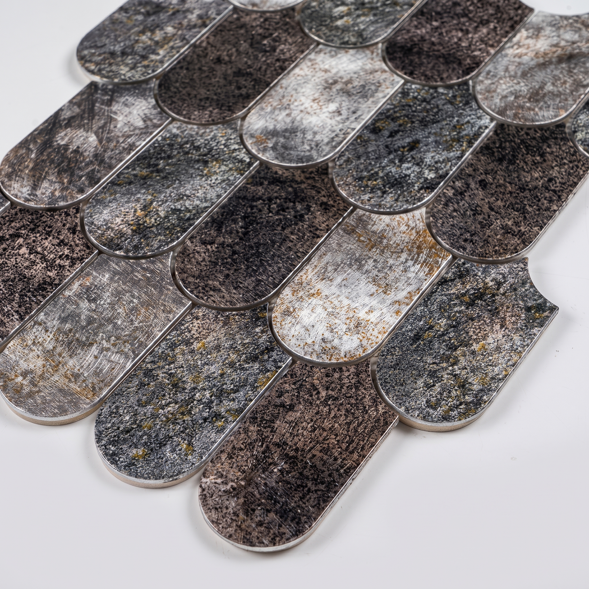 Aluminium Mosaikfliesen Lyon Fischschuppen Branzo Mix