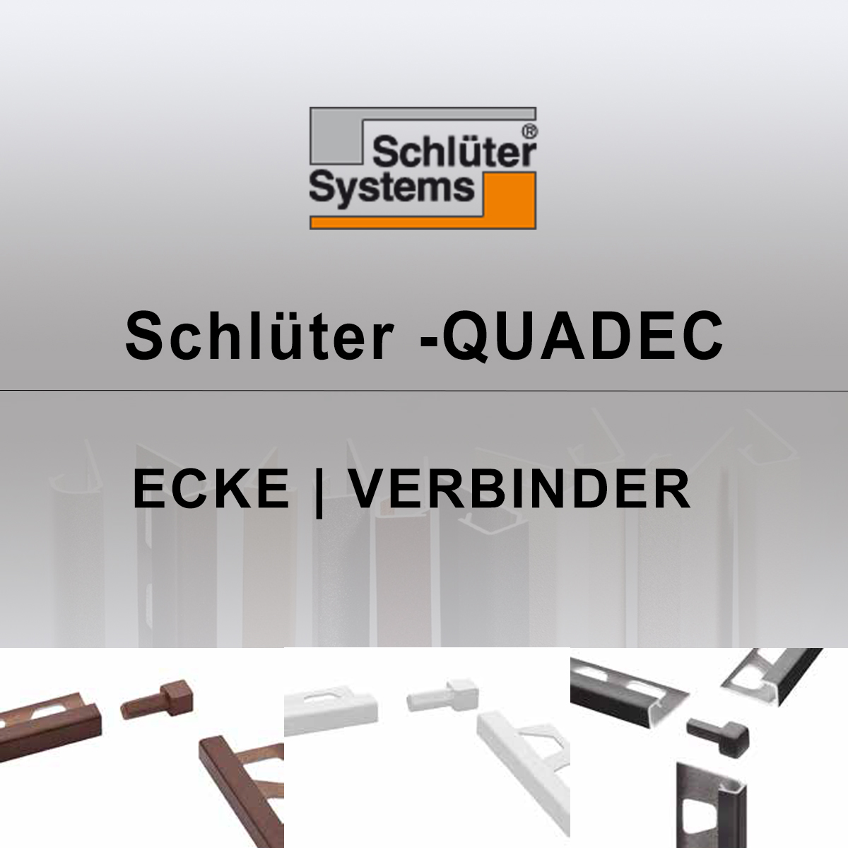 Buitenhoek en binnenhoek 4,5 mm voor tegelrails Connector Tegelprofiel Schlüter Rail Quadec