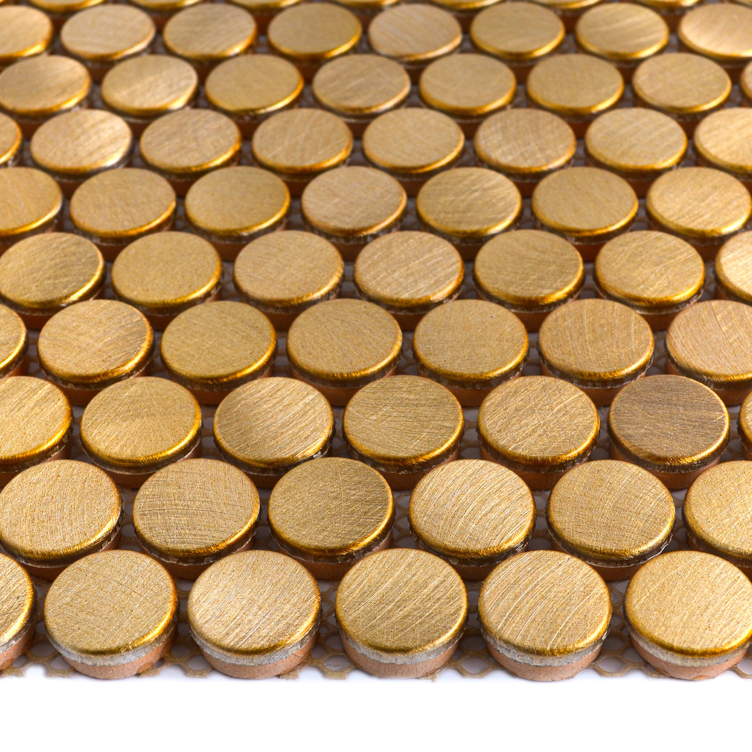 Rundmosaik Mosaikfliesen Gold Maleen Gebürstet Matte-BEN10215.2