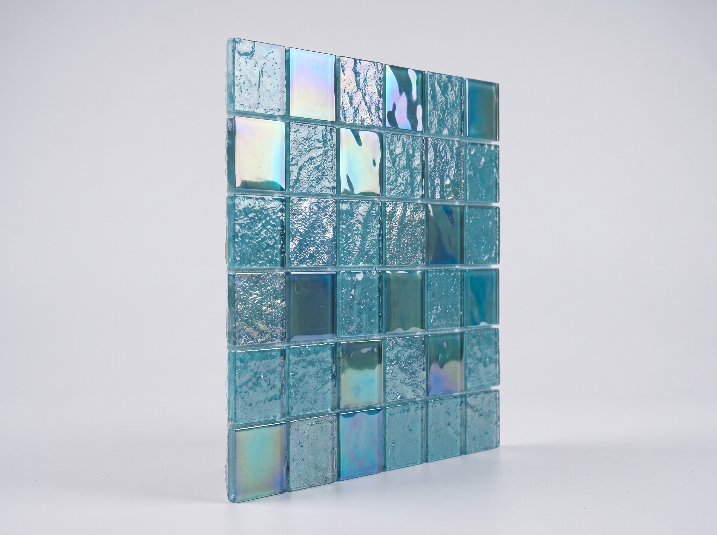 Glasmosaik 48×48 mm Türkis Schimmer