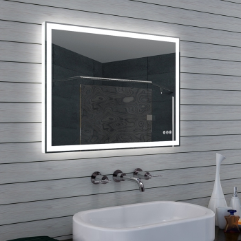 LED verlichting koud/warm licht badkamerspiegel dimbaar 80x60cm